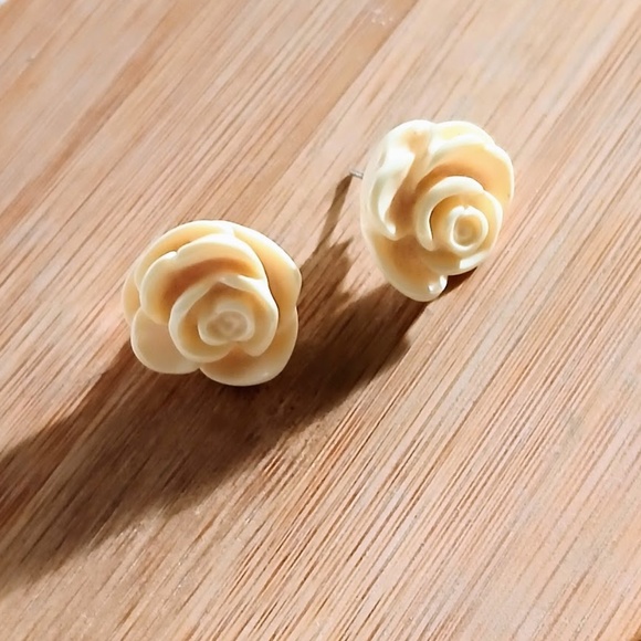 Rose Stud Earrings - Picture 1 of 3